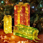 VINGLI Lighted Gift Boxes Set of 3, Pre - lit Nestable Present Boxes Ornament with 90 LED Warm White Lights and Stakes for Christmas Outdoor Indoor Decorations Lighted Holiday Displays - 7DAY'S