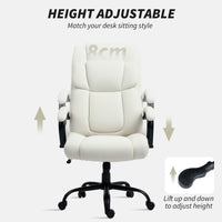 Vinsetto High Back Office Desk Chair, 485lbs Heavy Duty Desk Chair with Swivel Wheels, Cream White - 7DAY'S