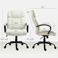 Vinsetto High Back Office Desk Chair, 485lbs Heavy Duty Desk Chair with Swivel Wheels, Cream White - 7DAY'S