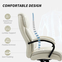 Vinsetto High Back Office Desk Chair, 485lbs Heavy Duty Desk Chair with Swivel Wheels, Cream White - 7DAY'S