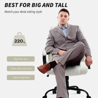 Vinsetto High Back Office Desk Chair, 485lbs Heavy Duty Desk Chair with Swivel Wheels, Cream White - 7DAY'S