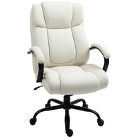 Vinsetto High Back Office Desk Chair, 485lbs Heavy Duty Desk Chair with Swivel Wheels, Cream White - 7DAY'S