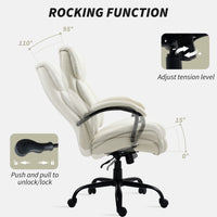 Vinsetto High Back Office Desk Chair, 485lbs Heavy Duty Desk Chair with Swivel Wheels, Cream White - 7DAY'S