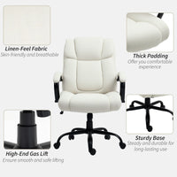 Vinsetto High Back Office Desk Chair, 485lbs Heavy Duty Desk Chair with Swivel Wheels, Cream White - 7DAY'S