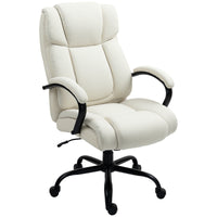 Vinsetto High Back Office Desk Chair, 485lbs Heavy Duty Desk Chair with Swivel Wheels, Cream White - 7DAY'S