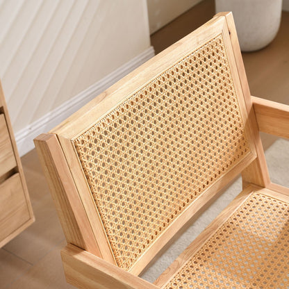 Vintage Solid Wood Rattan Chair, Arm Chair,Dining Chiar, For Dining Room, living Room, Outdoor, Natural - 7DAY'S