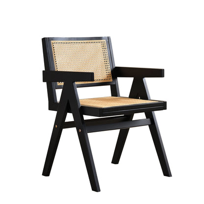 Vintage Solid Wood Rattan Chair, Arm Chair,Dining Chiar, For Dining Room, living Room, Outdoor, Natural - 7DAY'S