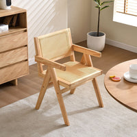 Vintage Solid Wood Rattan Chair, Arm Chair,Dining Chiar, For Dining Room, living Room, Outdoor, Natural - 7DAY'S