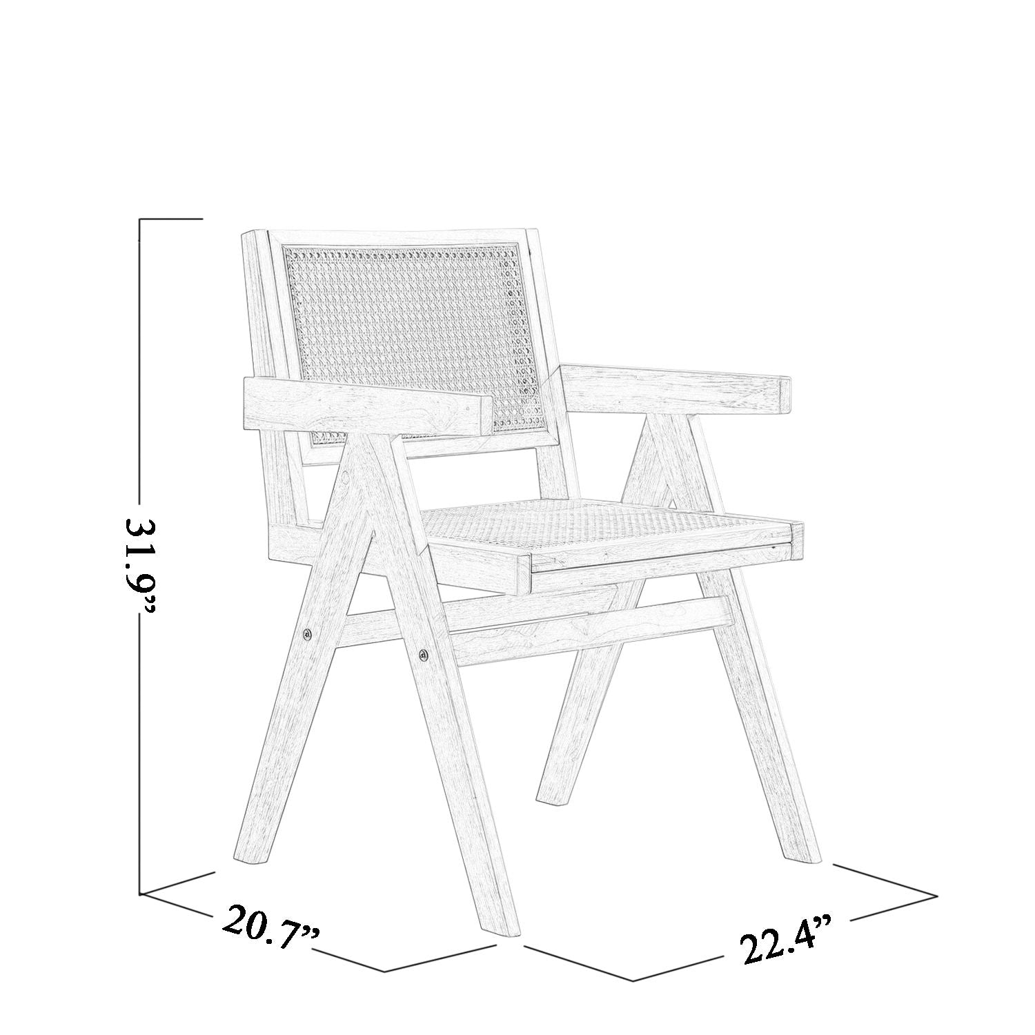 Vintage Solid Wood Rattan Chair, Arm Chair,Dining Chiar, For Dining Room, living Room, Outdoor, Natural - 7DAY'S