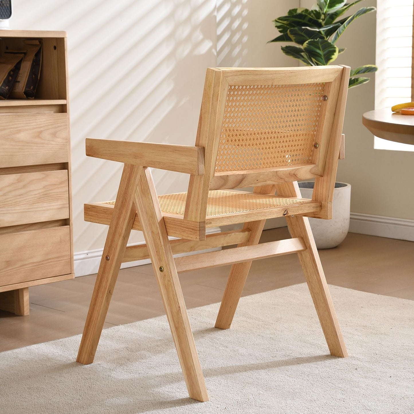 Vintage Solid Wood Rattan Chair, Arm Chair,Dining Chiar, For Dining Room, living Room, Outdoor, Natural - 7DAY'S