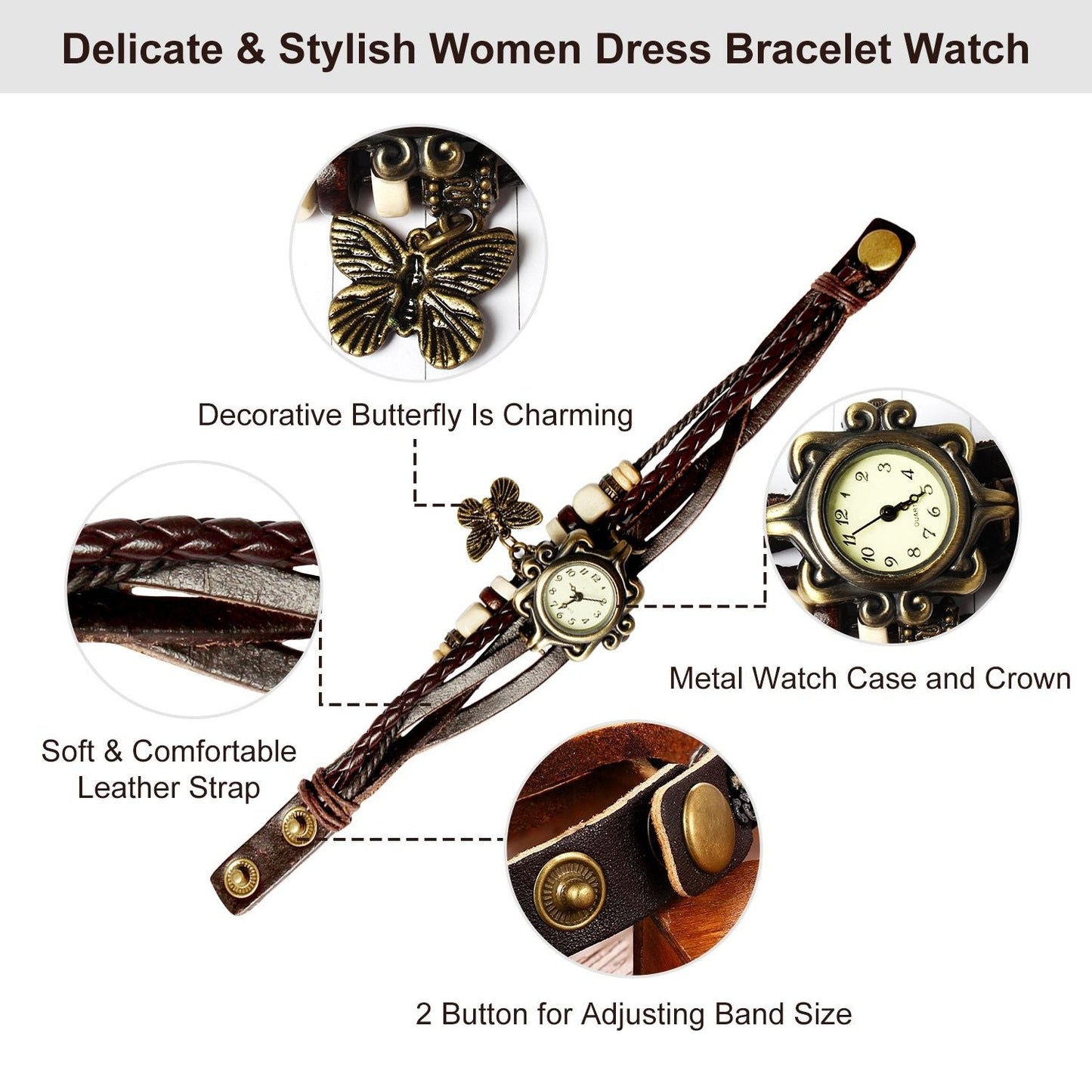 Vintage Women's Watch Bohemian Handmade Leather Watch Quartz Wrist Watch Fashion - 7DAY'S