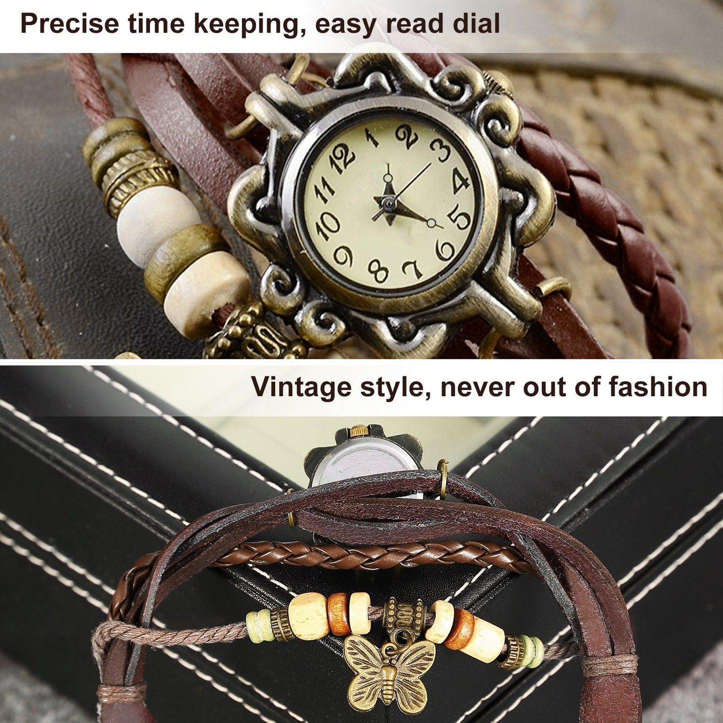 Vintage Women's Watch Bohemian Handmade Leather Watch Quartz Wrist Watch Fashion - 7DAY'S
