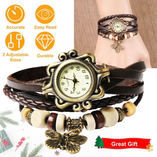Vintage Women's Watch Bohemian Handmade Leather Watch Quartz Wrist Watch Fashion - 7DAY'S