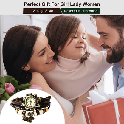 Vintage Women's Watch Bohemian Handmade Leather Watch Quartz Wrist Watch Fashion - 7DAY'S