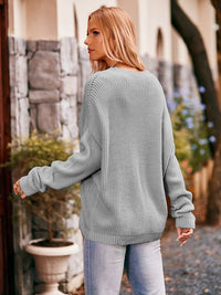 Waffle - Knit Long Sleeve Sweater - 7DAY'S