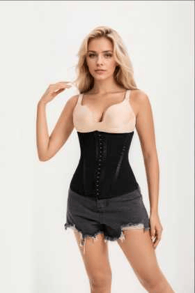 Waist Mesh Trainer Strapless for Women - Faja Colombian Girdle Hourglass - Steel Boned Corset Shapewear Tummy Waist Body Shaper with Extended Button - 7DAY'S