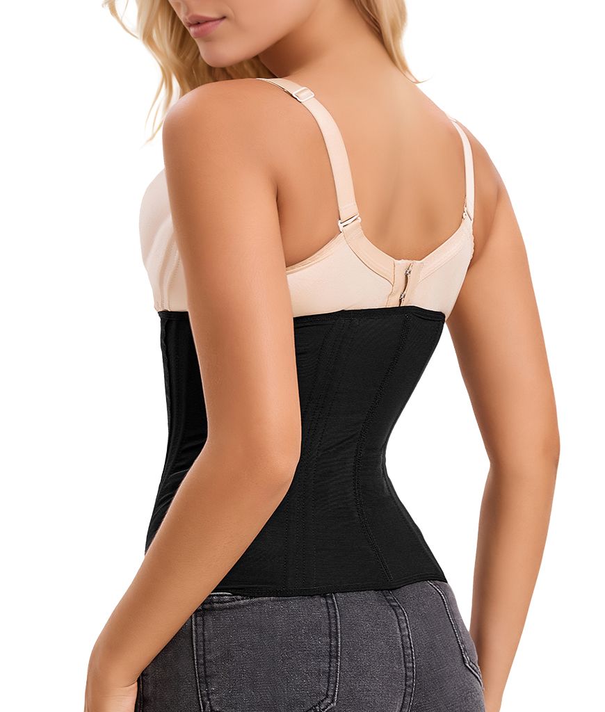 Waist Mesh Trainer Strapless for Women - Faja Colombian Girdle Hourglass - Steel Boned Corset Shapewear Tummy Waist Body Shaper with Extended Button - 7DAY'S