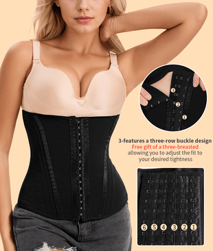 Waist Mesh Trainer Strapless for Women-Faja Colombian Girdle Hourglass -Steel Boned Corset Shapewear Tummy  Waist Body Shaper with Extended Button