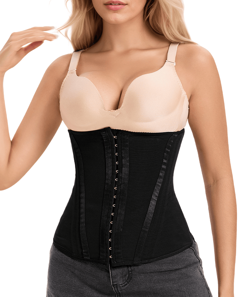 Waist Mesh Trainer Strapless for Women - Faja Colombian Girdle Hourglass - Steel Boned Corset Shapewear Tummy Waist Body Shaper with Extended Button - 7DAY'S