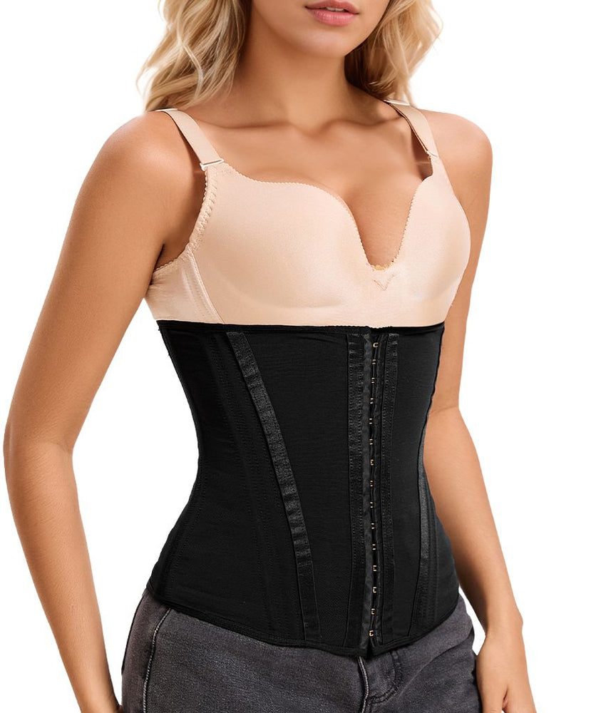 Waist Mesh Trainer Strapless for Women - Faja Colombian Girdle Hourglass - Steel Boned Corset Shapewear Tummy Waist Body Shaper with Extended Button - 7DAY'S