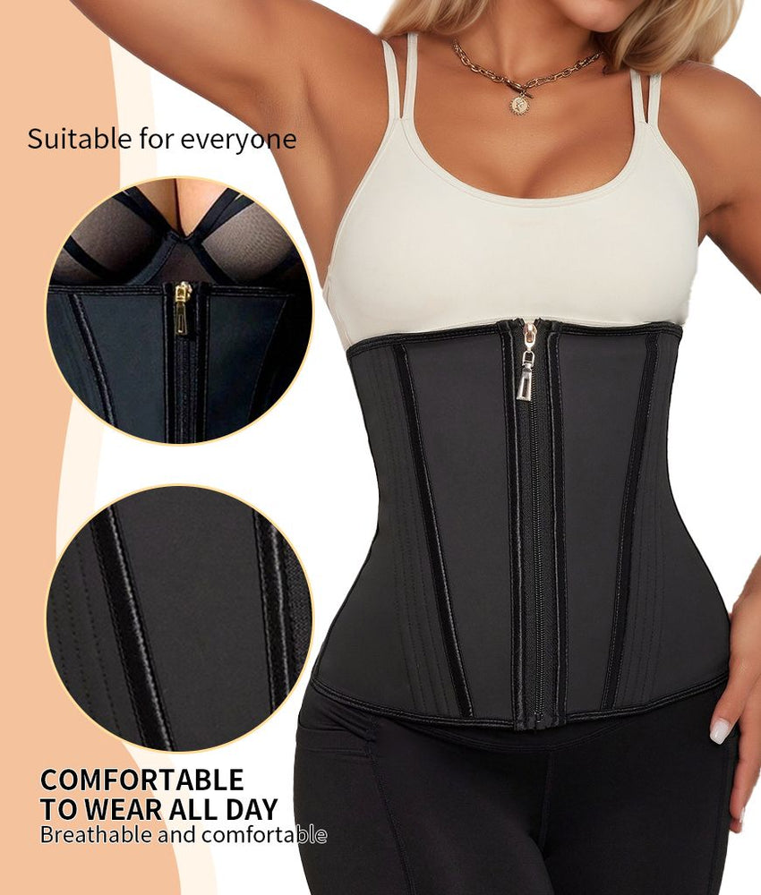 Waist Trainer for Women Latex Sport Underbust Steel Boned Corset Shapewear with Zipper Hook Shapewear Double Control Body Shaper Workout Fajas Colombianas Moldeadoras Stomach Strapless Shapewear - 7DAY'S