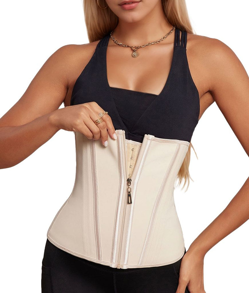Waist Trainer for Women Latex Sport Underbust Steel Boned Corset Shapewear with Zipper Hook Shapewear Double Control Body Shaper Workout Fajas Colombianas Moldeadoras Stomach Strapless Shapewear - 7DAY'S