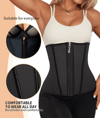 Waist Trainer for Women Latex Sport Underbust Steel Boned Corset Shapewear with Zipper Hook Shapewear Double Control Body Shaper Workout Fajas Colombianas Moldeadoras Stomach Strapless Shapewear - 7DAY'S