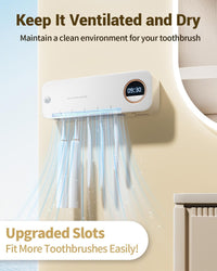 Wall - Mount Toothbrush Holder with Auto - Drying, 4000mAh Battery, Infrared Sensor, Holds 5 Toothbrushes - 7DAY'S