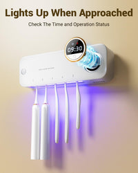 Wall - Mount Toothbrush Holder with Auto - Drying, 4000mAh Battery, Infrared Sensor, Holds 5 Toothbrushes - 7DAY'S