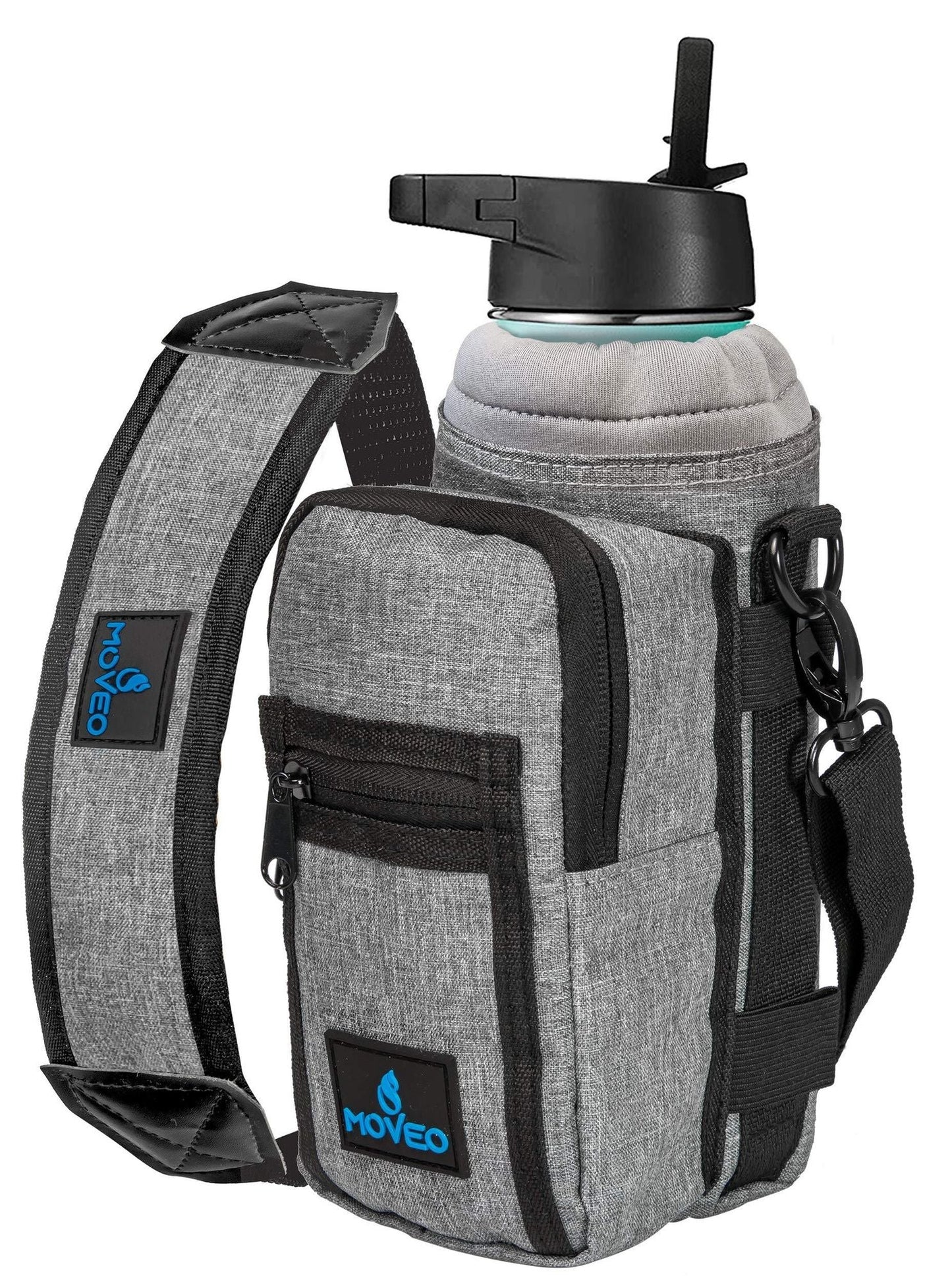 Water Bottle Holder Carrier Bottle Cooler with Adjustable Shoulder Strap and Front Pockets Suitable for 16 oz to 25oz Bottles - 7DAY'S