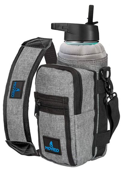Water Bottle Holder Carrier Bottle Cooler with Adjustable Shoulder Strap and Front Pockets Suitable for 16 oz to 25oz Bottles - 7DAY'S
