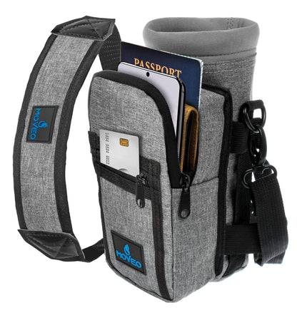 Water Bottle Holder Carrier Bottle Cooler with Adjustable Shoulder Strap and Front Pockets Suitable for 16 oz to 25oz Bottles - 7DAY'S