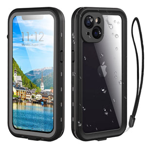 Waterproof iPhone 13 Case - Full Protection iPhone 13 Waterproof Phone case 6.1 Inch Shockproof Dustproof with Built in Screen Protector and Lanyard (Black) - 7DAY'S