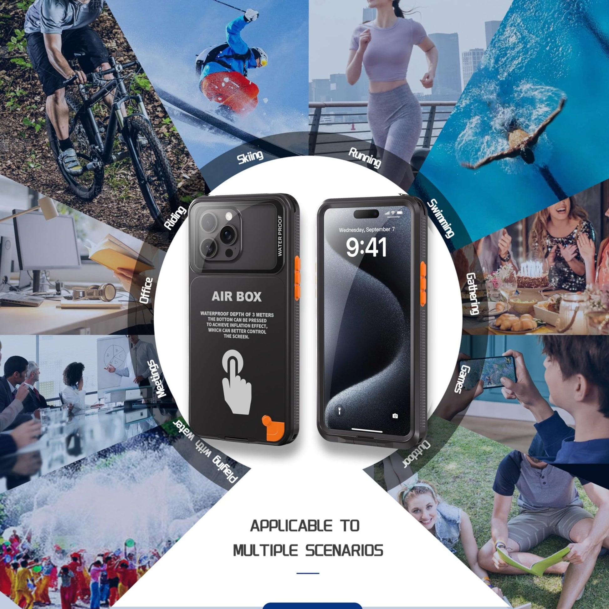 Waterproof Phone Case, Universal Underwater Pouch Dry Bag, Waterproof Self - Check Function, Beach Travel Essentials Snorkeling Case Compatible for iPhone 6.7 inch (Black, 6.7 inch) - 7DAY'S