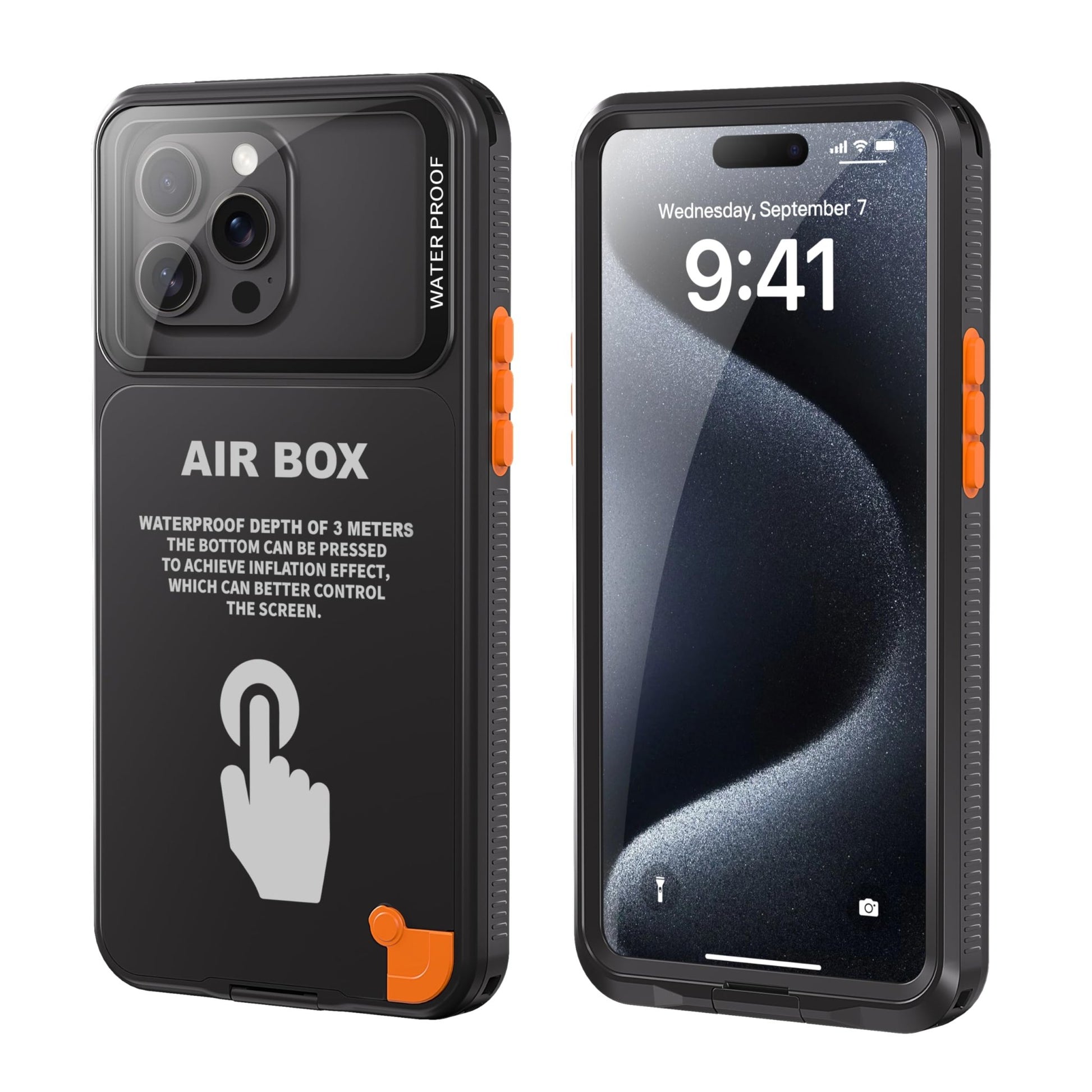 Waterproof Phone Case, Universal Underwater Pouch Dry Bag, Waterproof Self - Check Function, Beach Travel Essentials Snorkeling Case Compatible for iPhone 6.7 inch (Black, 6.7 inch) - 7DAY'S