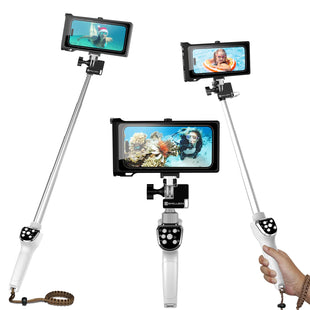 Waterproof Selfie Stick, Extendable Phone Selfie Stick with Wireless Remote Shutter for Skiing/Snorkeling/Surfing, Compatible with All Cellphones