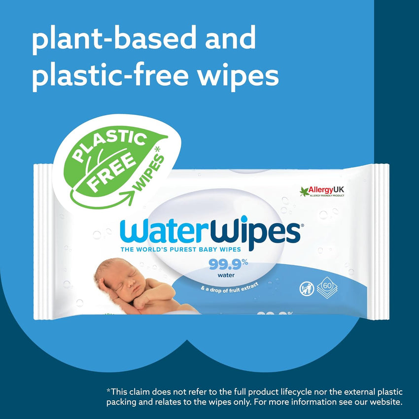 WaterWipes Sensitive+ Newborn & Baby Wipes, 3 - In - 1 Cleans, Cares, Protects, 99.9% Water, Unscented & Hypoallergenic, 720 Count (12 Packs) - 7DAY'S