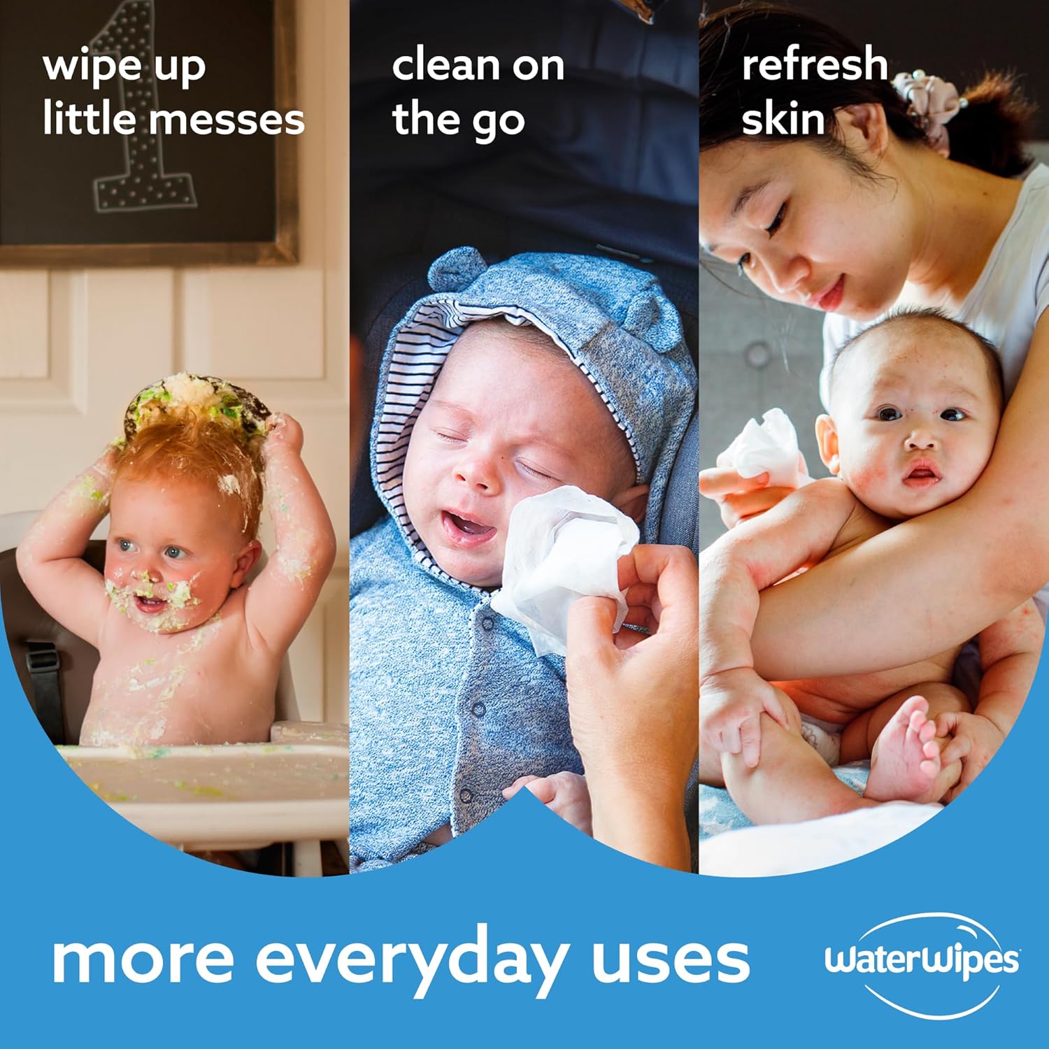 WaterWipes Sensitive+ Newborn & Baby Wipes, 3 - In - 1 Cleans, Cares, Protects, 99.9% Water, Unscented & Hypoallergenic, 720 Count (12 Packs) - 7DAY'S