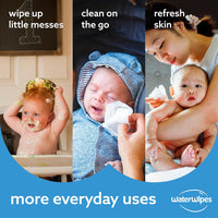 WaterWipes Sensitive+ Newborn & Baby Wipes, 3 - In - 1 Cleans, Cares, Protects, 99.9% Water, Unscented & Hypoallergenic, 720 Count (12 Packs) - 7DAY'S