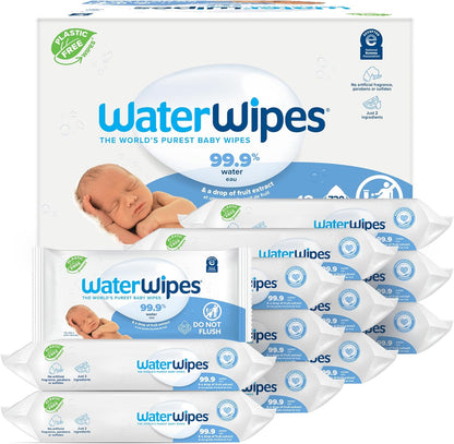 WaterWipes Sensitive+ Newborn & Baby Wipes, 3 - In - 1 Cleans, Cares, Protects, 99.9% Water, Unscented & Hypoallergenic, 720 Count (12 Packs) - 7DAY'S