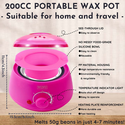 Waxing kit 23 items, WUWUVISTA Hair Removal Hard Wax Kit with Wax Warmer&Wax Beads for Full Body/Face/Underarm/Bikini/Sensitive Skin for Women&Men - 7DAY'S