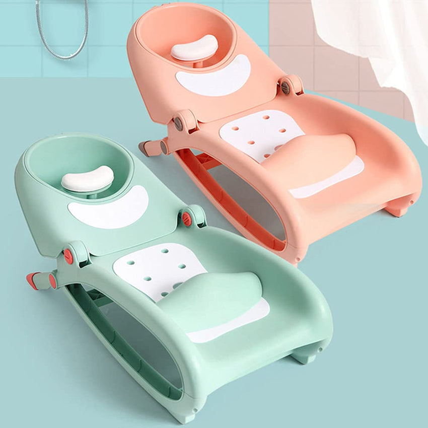 WAYUTO Foldable Baby Shampoo Chair with Shampoo Basin and Head Cushion Waterproof Kids Wash Hair Chair Comfortable Toddler Shampoo Chair Bather Girls Non Slip Kids Hair Washing Bath Seat(Mint Green) - 7DAY'S