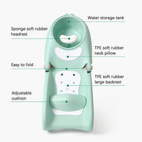 WAYUTO Foldable Baby Shampoo Chair with Shampoo Basin and Head Cushion Waterproof Kids Wash Hair Chair Comfortable Toddler Shampoo Chair Bather Girls Non Slip Kids Hair Washing Bath Seat(Mint Green) - 7DAY'S