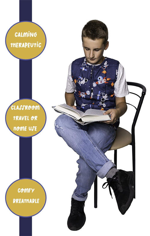 Weighted Vest for Kids Sensory M Size Ages 5 to 9 Adjustable Kids Weighted Vest with 2lb weight Breathable and Washable Compression Vest - 7DAY'S