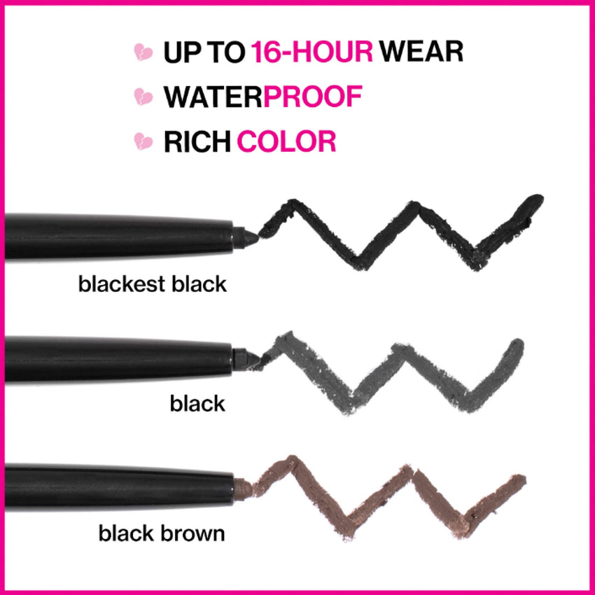 wet n wild Mega Last Breakup Proof Retractable Eyeliner - Waterproof 16 - Hour Long - Lasting Wear, Cruelty - Free & Vegan - Blackest Black - 7DAY'S