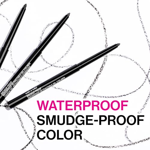 wet n wild Mega Last Breakup Proof Retractable Eyeliner - Waterproof 16 - Hour Long - Lasting Wear, Cruelty - Free & Vegan - Blackest Black - 7DAY'S