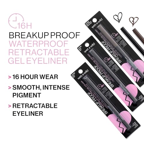 wet n wild Mega Last Breakup Proof Retractable Eyeliner - Waterproof 16 - Hour Long - Lasting Wear, Cruelty - Free & Vegan - Blackest Black - 7DAY'S