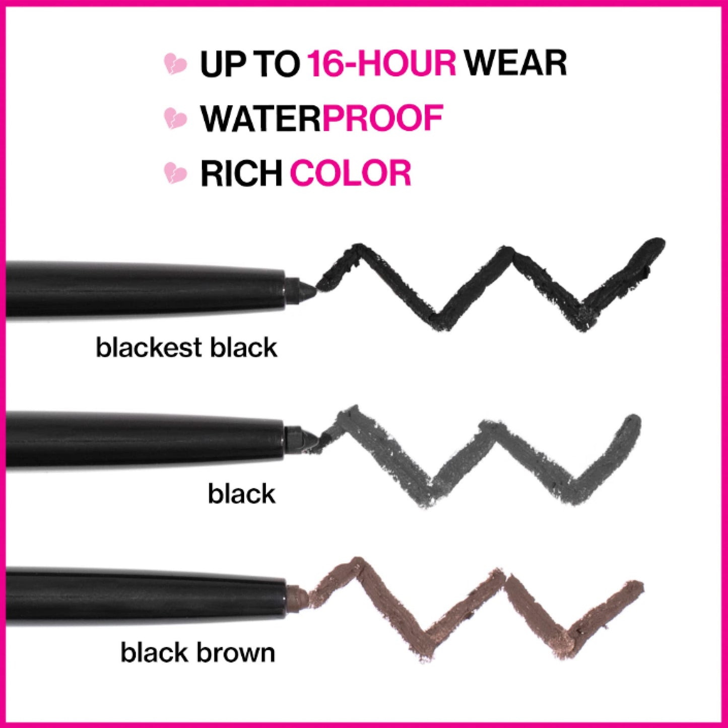 wet n wild Mega Last Breakup Proof Retractable Eyeliner - Waterproof 16 - Hour Long - Lasting Wear, Cruelty - Free & Vegan - Blackest Black - 7DAY'S