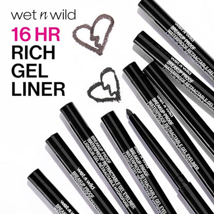 wet n wild Mega Last Breakup Proof Retractable Eyeliner - Waterproof 16 - Hour Long - Lasting Wear, Cruelty - Free & Vegan - Blackest Black - 7DAY'S