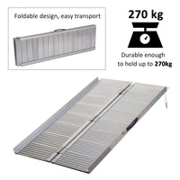 Wheelchair Ramp 4FT, Folding Aluminum Threshold Ramp with Non - Slip Surface, Transition Plates, 600lbs Weight Capacity, Handicap Ramp for Home, Doorways, Curbs, Steps - 7DAY'S